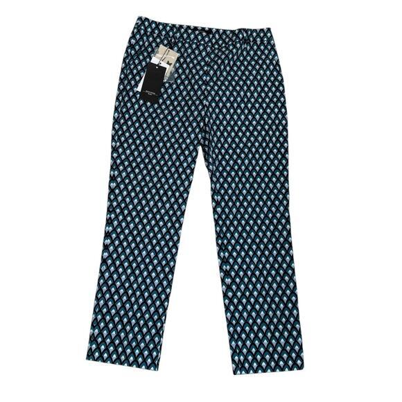 Max Mara Trousers Size 12 Blue Print Papy Cigarette Stretch NEW - Picture 1 of 11
